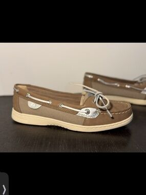 NWOB Sperry Angelfish Starlight Dove Leather Boat Shoes Metallic Shimmer Size 9M